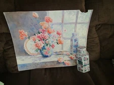 Signed Original Watercolor By Peg Humphreys, Still Life & Actual Vase 27.25"x22"