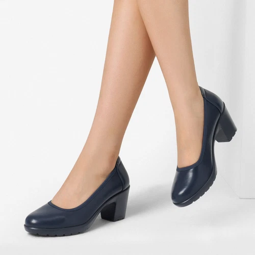 Damen-Arbeitskleid niedriger klobiger Blockabsatz runde Zehenpartie bequeme Pumpschuhe - Bild 18 von 18