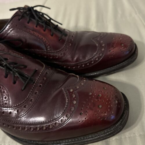 Allen Edmonds Men's 9.5 B Burgundy Calf Leather Long Wing Shoes - Picture 9 of 21