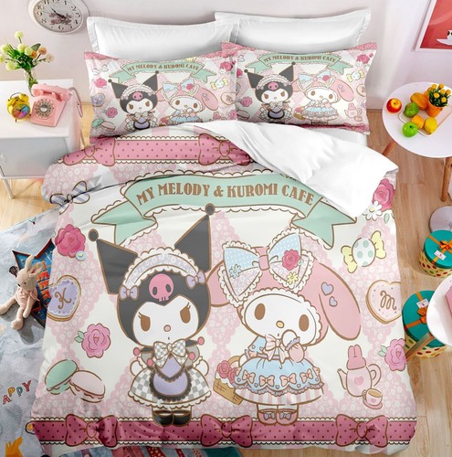 Kuromi Mädchen 3D Bettwäsche Set 2/3-teilig Steppdecke Bettbezug Schlafsaal Single Double King UK - Bild 33 von 42