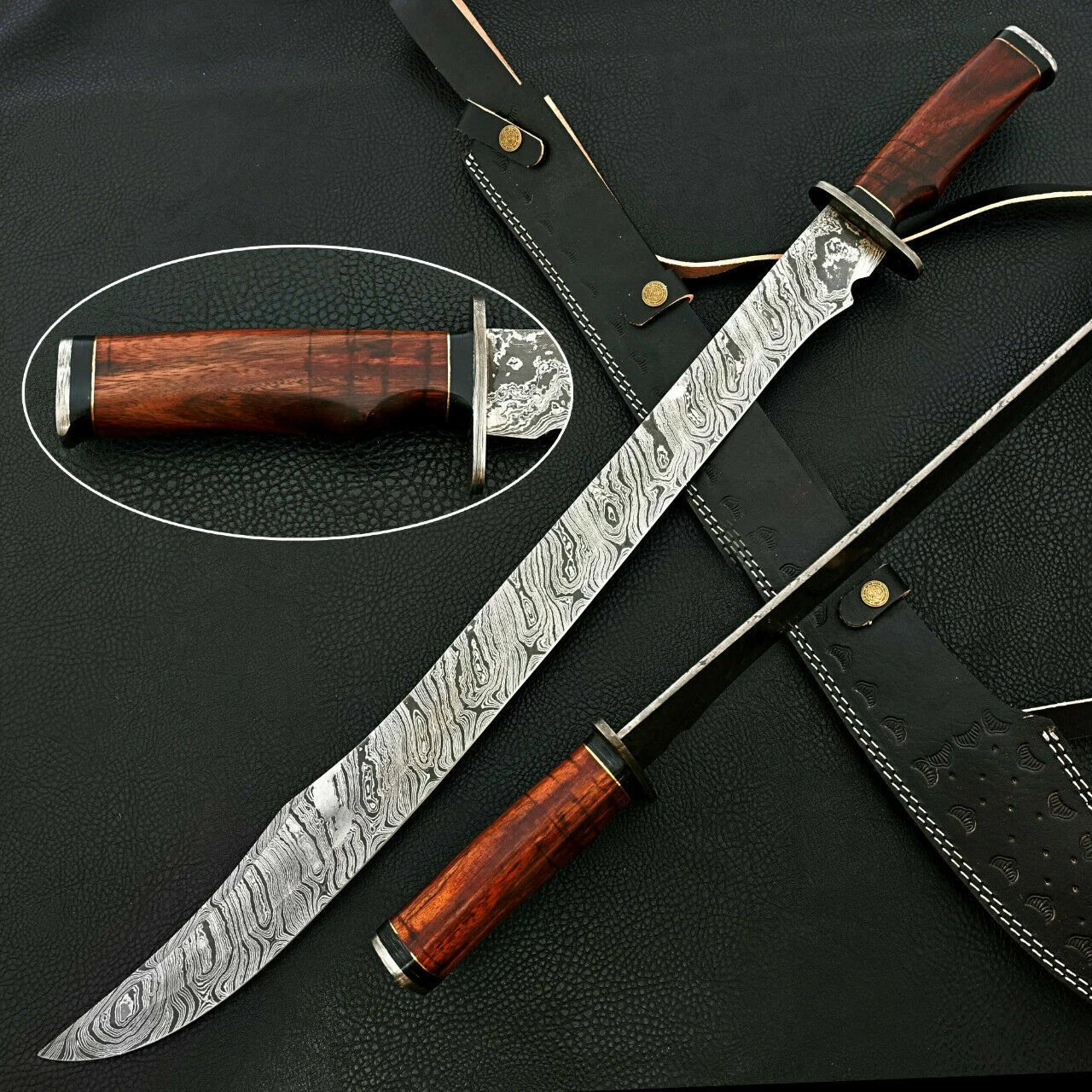 Custom Handmade Damascus Sword 30"Damascus Steel Hunting Sword Viking sword