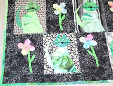 Handmade Lap Blanket Applique Cats Flowers Button Accents 38"x37" Cat Lovers