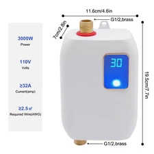 110V Tankless Water Heater Wall-mounted Instant Hot Water Heater White XY-FC