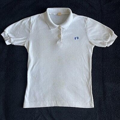 70s Hang Ten White Surf Polo Size Small Embroidered Foot 70s Hang Ten White Surf Polo Size Small Embroidered Foot
