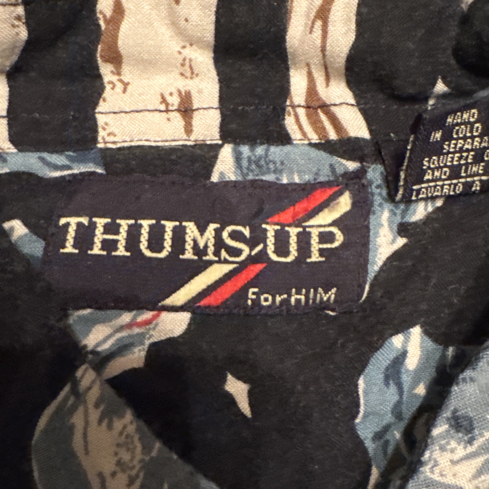 Thums Up For Him Mens Vintage XL Rayon Shirt Abstract Geometric Tribal Print image 6