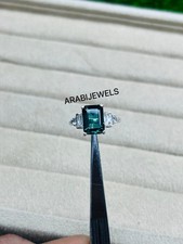 Emerald Cut Teal Sapphire Ring 925 Sterling Silver Gift For Her Engagement Ring.