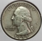 1959-D WASHINGTON 90% SILVER QUARTER (Extra Fine Details)