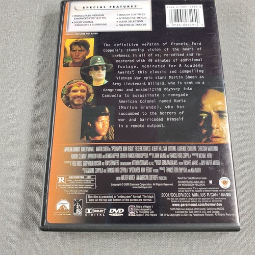 Apocalypse Now DVD 2001 Redux Edition Marlon Brando Martin Sheen