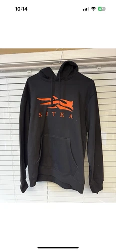 Sitka Gear Graphic Logo Hoodie Pullover Sweatshirt Large Mens Black Hunting
