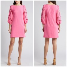 Vince Camuto Women's Pink Eyelet-Sleeve Shift Dress Size 4 $148