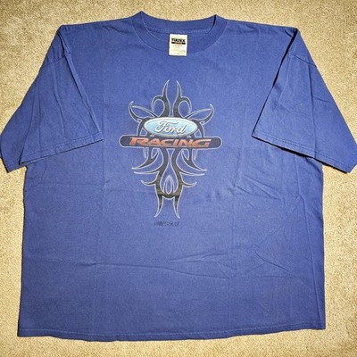 Vintage Y2k Ford Racing Tribal Logo Nascar Mens 3XL T-Shirt Redneck Country Punk