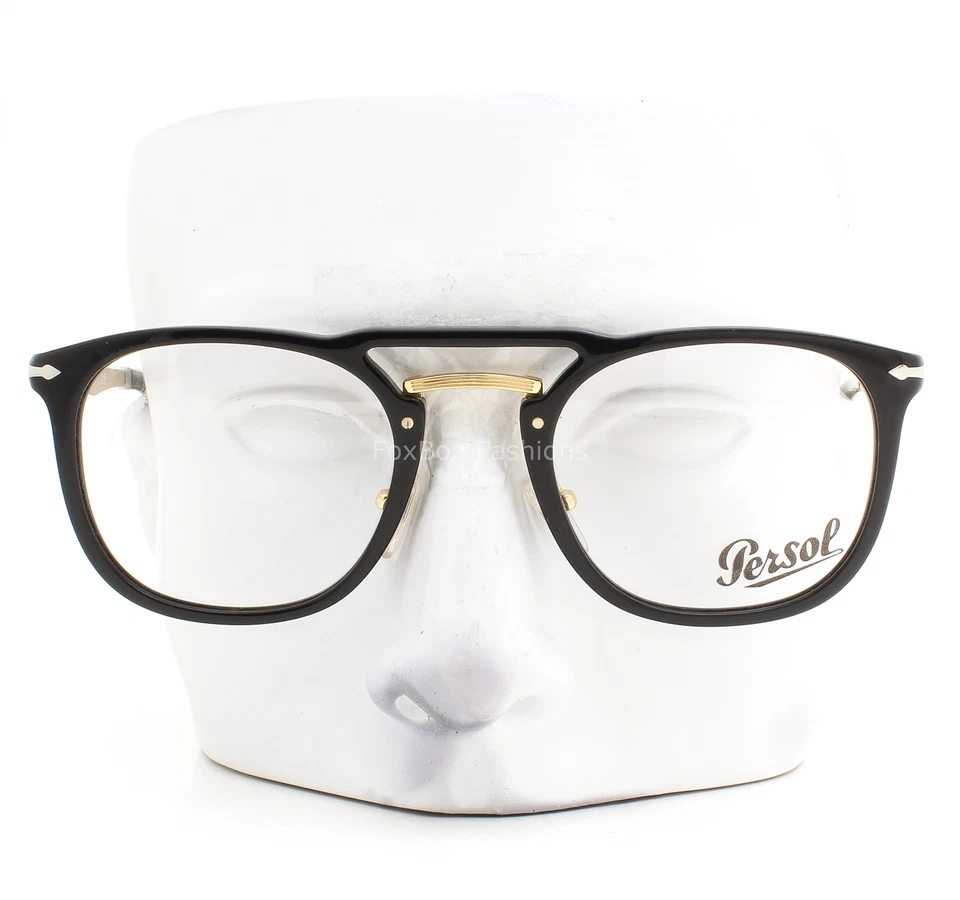 Persol Eyeglasses 3265-V 95 Glasses Polished Black on Gold 50mm No Case - Image 2 of 4