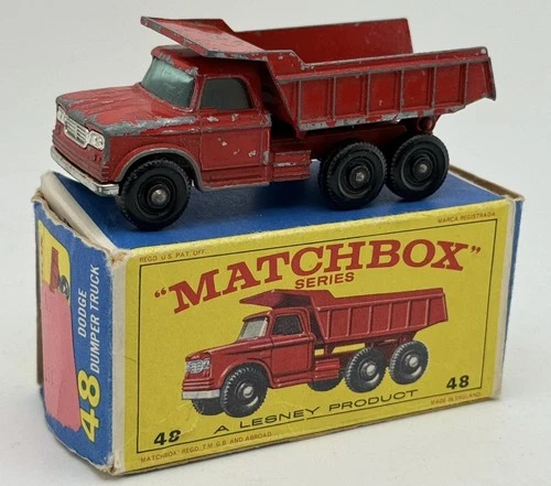 VTG Matchbox Lesney Vintage Dodge Dumper Truck #48 Red In Original Box See Pics