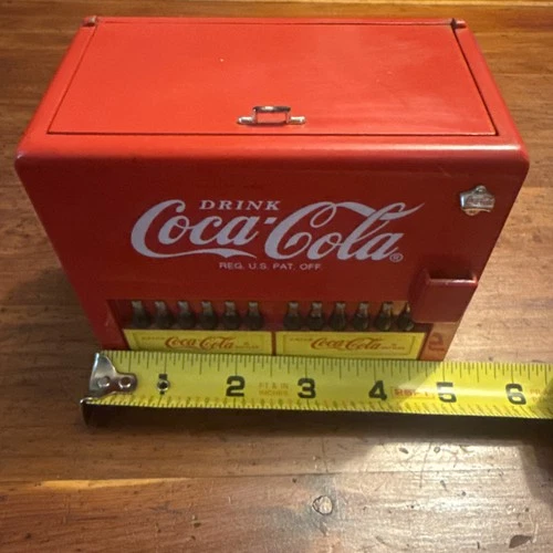 Vintage 1997 Coca Cola Coin Bank Musical Cooler Radio Enesco Diecast~Works! Fun!