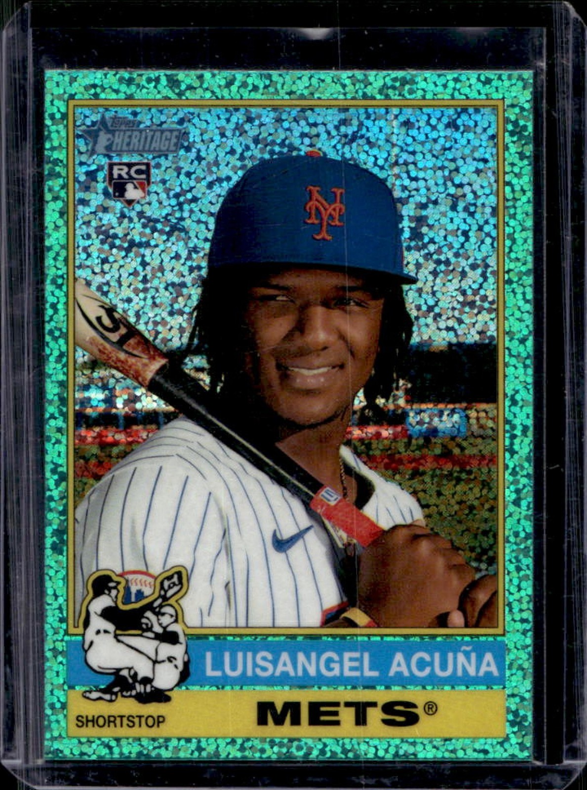 2025 Topps Heritage Luisangel Acuna Chrome RC Aqua Sparkle Refractor #274 Mets