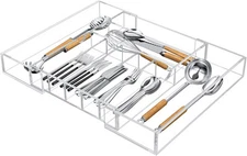 NIUBEE Expandable Kitchen Drawer Organizer for Flatware and Acrylic Clear 