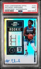 2020 Contenders Optic Anthony Edwards #137 Variation Autograph PSA 9 RC Auto!