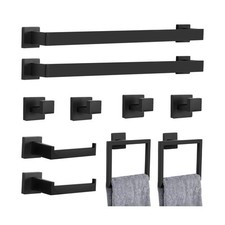 10-Piece Matte Black Bathroom Hardware Set Towel Bar Set for Bathroom Include...