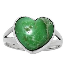 Heart Utah Variscite 925 Sterling Silver Ring Size 7 Natural Green Gem