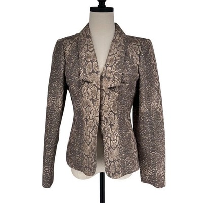 Kay Unger Women's Size 8 M Brown Snakeskin Print Blazer Jacket