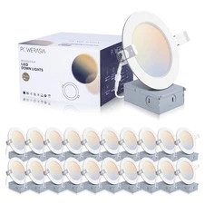 20 Pack 4 Inch LED Recessed Lighting with Junction Box, 5CCT 2700K/3000K/4000...