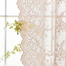 Lace Curtains Blush 80 in 52W x 80L Pink Pack 2