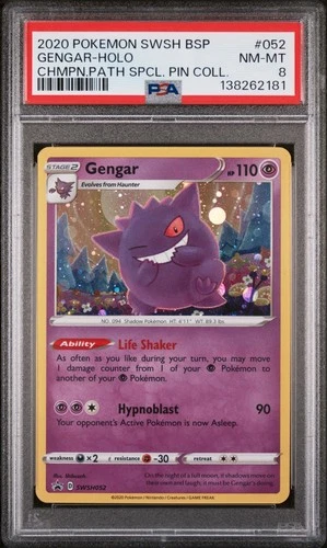 PSA 8 GENGAR HOLO 052 PROMO PIN COLLECTION SWSH CHAMPIONS PATH POKEMON MJ