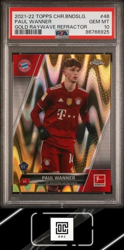 2021 Topps Chrome Bundesliga #46 Paul Wanner Gold Raywave Refractor PSA 10