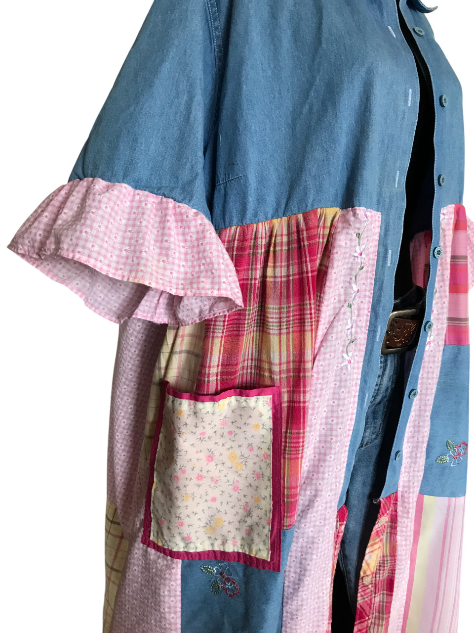 Upcycled Spring Maxi Duster, Handmade Patchwork B… - image 12