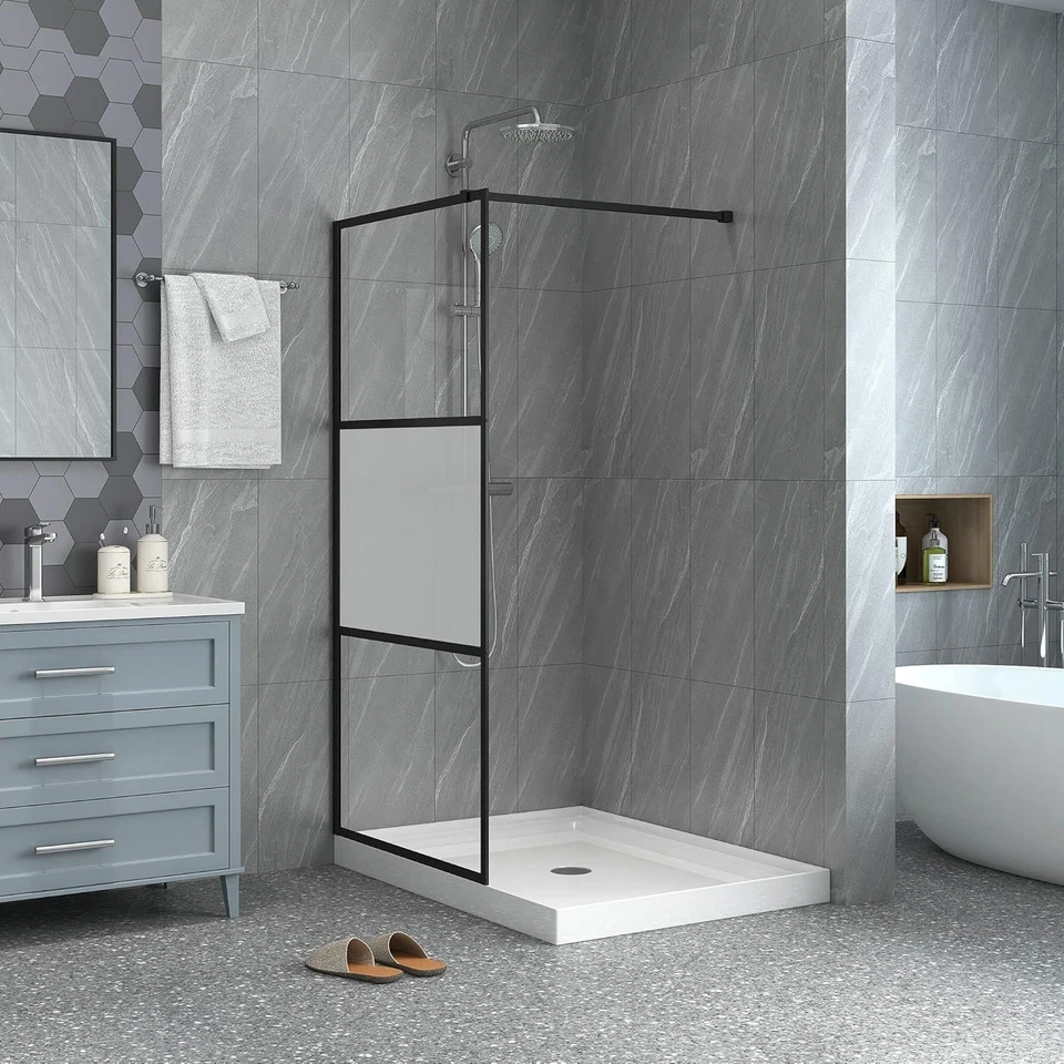 Puerta de ducha ajustable moderna 34" x 72" - Fácil instalación atornillable Foto 4 de 4