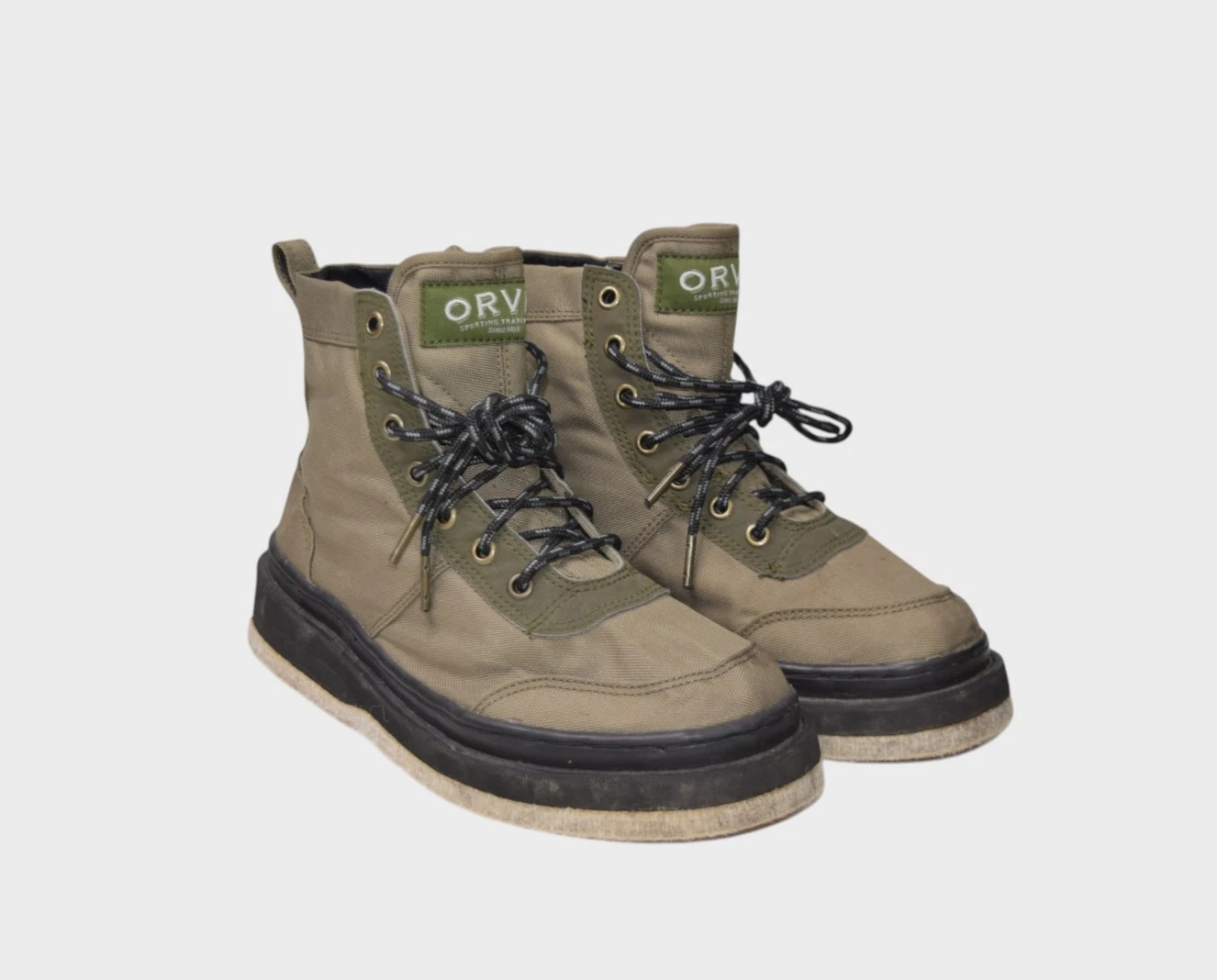 Orvis Boots Mens 6.5 Green Fly Fishing Soft Bottom Canvas High Top Lace Up