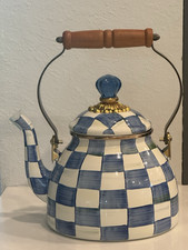 NEW MacKenzie-Childs Royal Check Enamel Tea K...