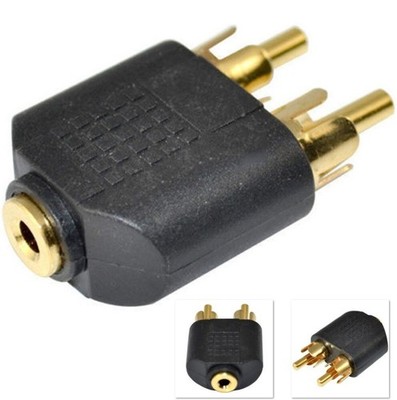Gold 3.5 mm Female To 2   MALE Stereo Audio Adapter Connector Converter YL *nl