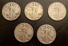 Walking Liberty Half Dollar - 5 coins 1942 (2), 1943 (1), 1945 (1), 1946 (1)