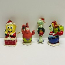 Vintage Spongebob Squarepants Winter Waterland Christmas 4 Piece Ornament Set