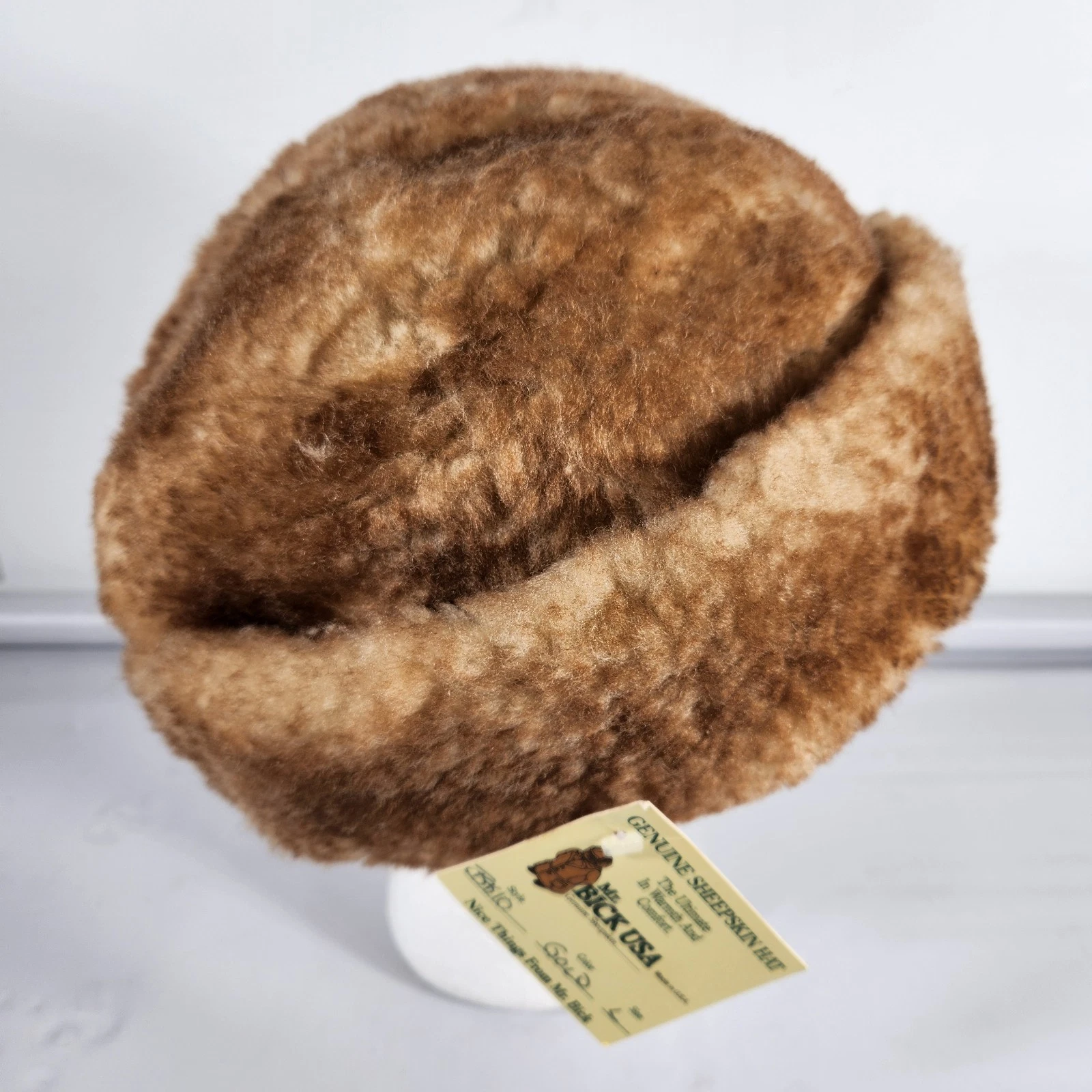 Mr Bick USA Men XL Hat Brown Sheepskin Hat BK10 Vintage 1970s