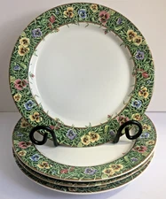 Vintage International Tableworks Velvet Faces 104 Dinner Plates 11" Set Of 4