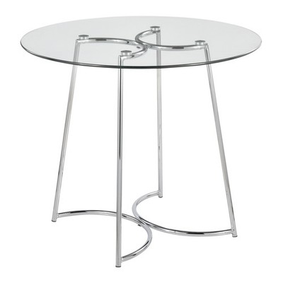 Cece Contemporary Dinette Table in Chrome with Clear Glass Top by