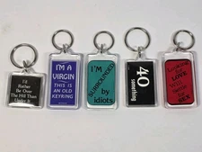 Vintage Lot of 5 Laugh Tracks Naughty & Funny Sayings Acrylic Keychains  Kalan