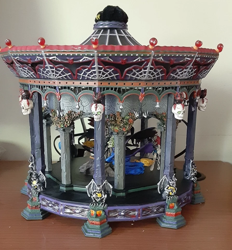 Dept 56 Snow Village Halloween Ghostly Carousel - Sound Lights Motion All Work!