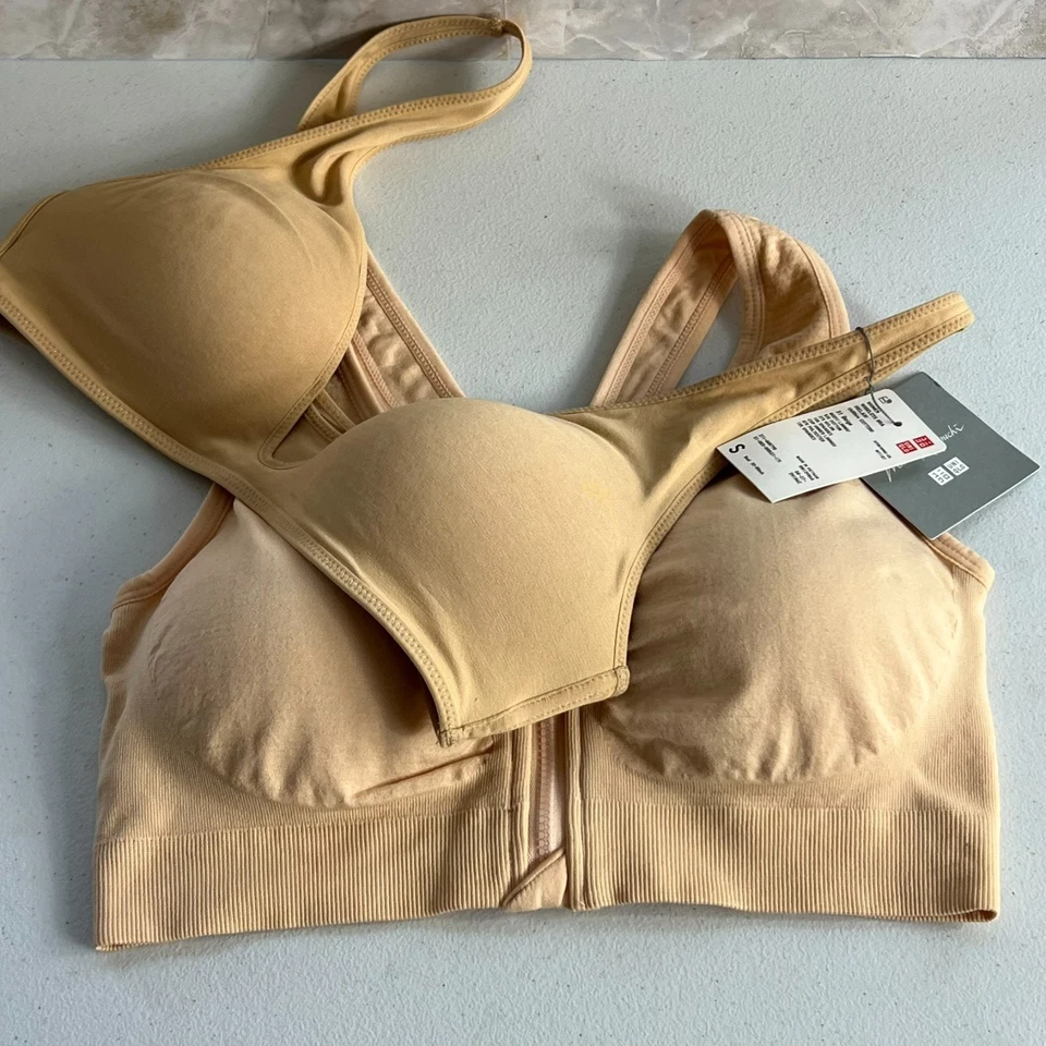 1 Uniqlo Womens Wireless Relax Bra Bust 33-35" & Sports Bra Small Beige - Image 2 of 4