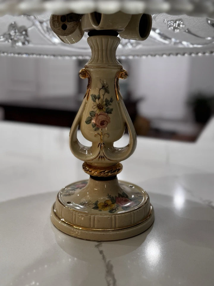 DE COLECCIÓN AÑOS 40 HARMONY HOUSE PORCELANA ARAÑA LÁMPARA DE TECHO PANTALLA DE VIDRIO Foto 2 de 4