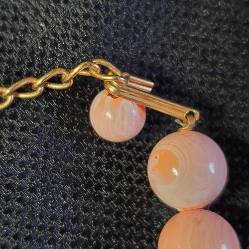 VINTAGE Collana Choker Clip Orecchini Clip Bachelite Turbined Arancione Marmorizzato - Foto 9 di 16