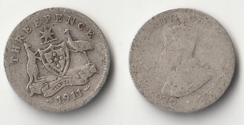 1911 Australia Threepence — photo from the most recent tracked eBay sale
