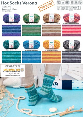 ''Gründl Hot Socks Verona 6fach'' 150g Sockenwolle Strumpfwolle Farbverlauf 