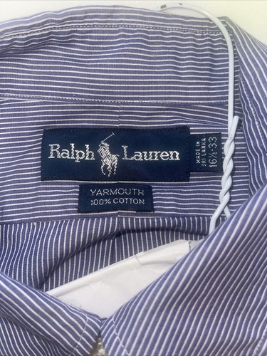Ralph Lauren-Yarmouth-Blue with White Pen Stripes-Size 16 1/2 - 33 - Picture 3 of 5