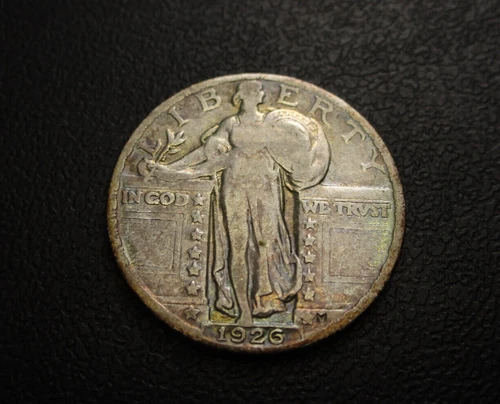 1926 USA Standing Liberty Silver Quarter 25c Fine Circulated Coin US Mint