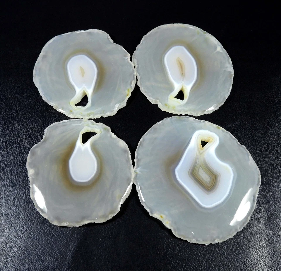 834 Cts Natural White Agate Slice Druzy Cabochon Gemstone Wholesale 4 Pcs SD-434 - Image 2 of 4