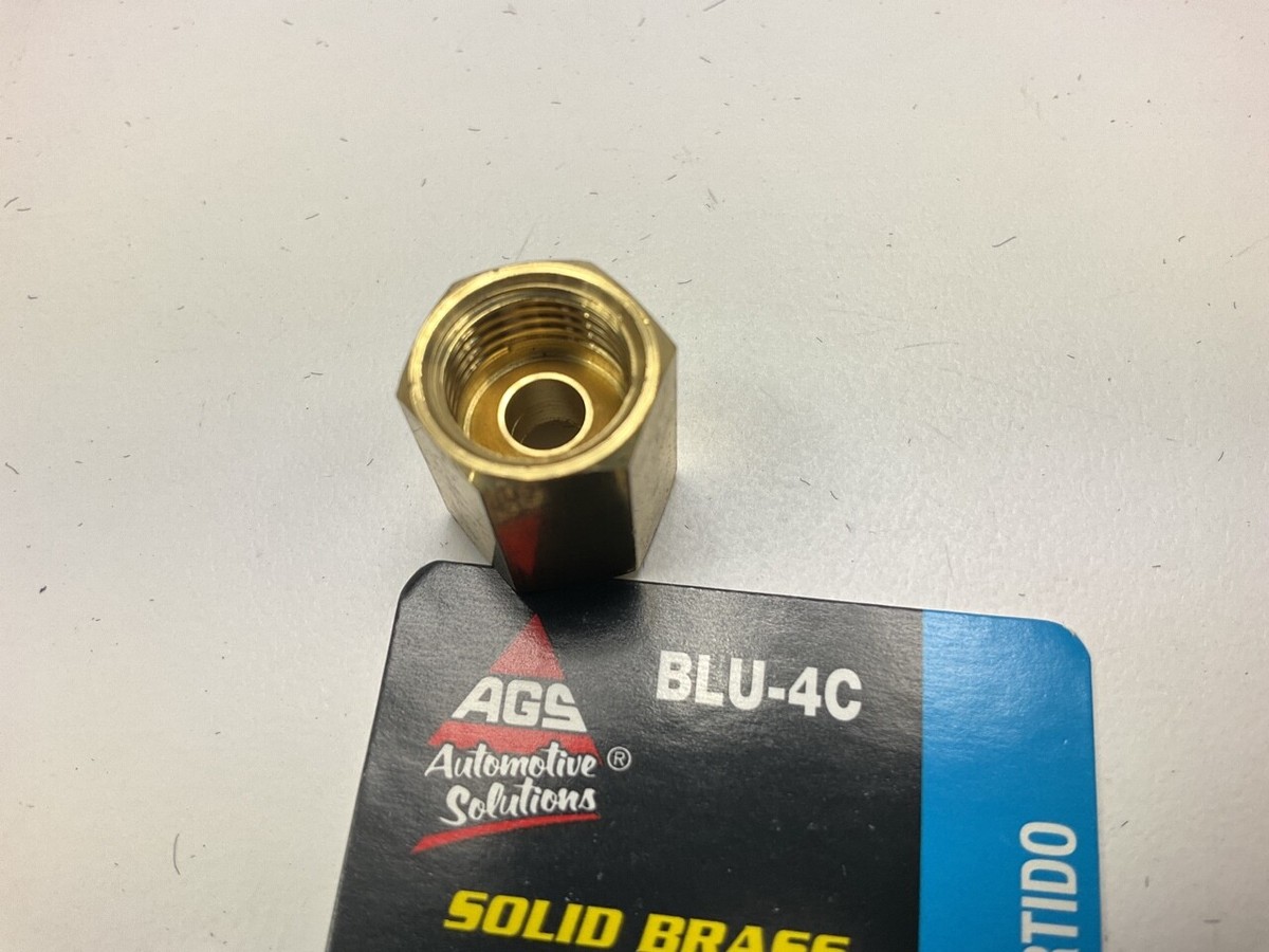 AGS BLU-4C Brass Brake Line Union, 1/4