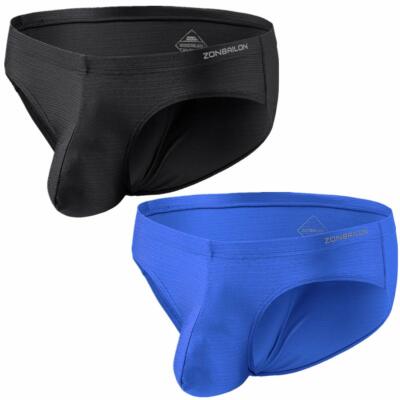 Zonbailon men's heightened underwear sexy ice silk big ball bag underwear set